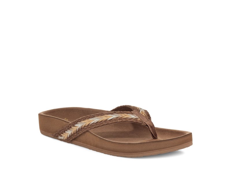 Sanuk She Loungy Hemp Women's Sandals Beige | Canada 140EBC